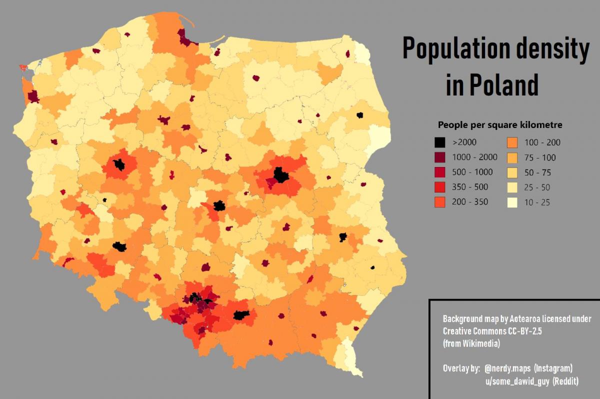 Carte de la densité de la Pologne