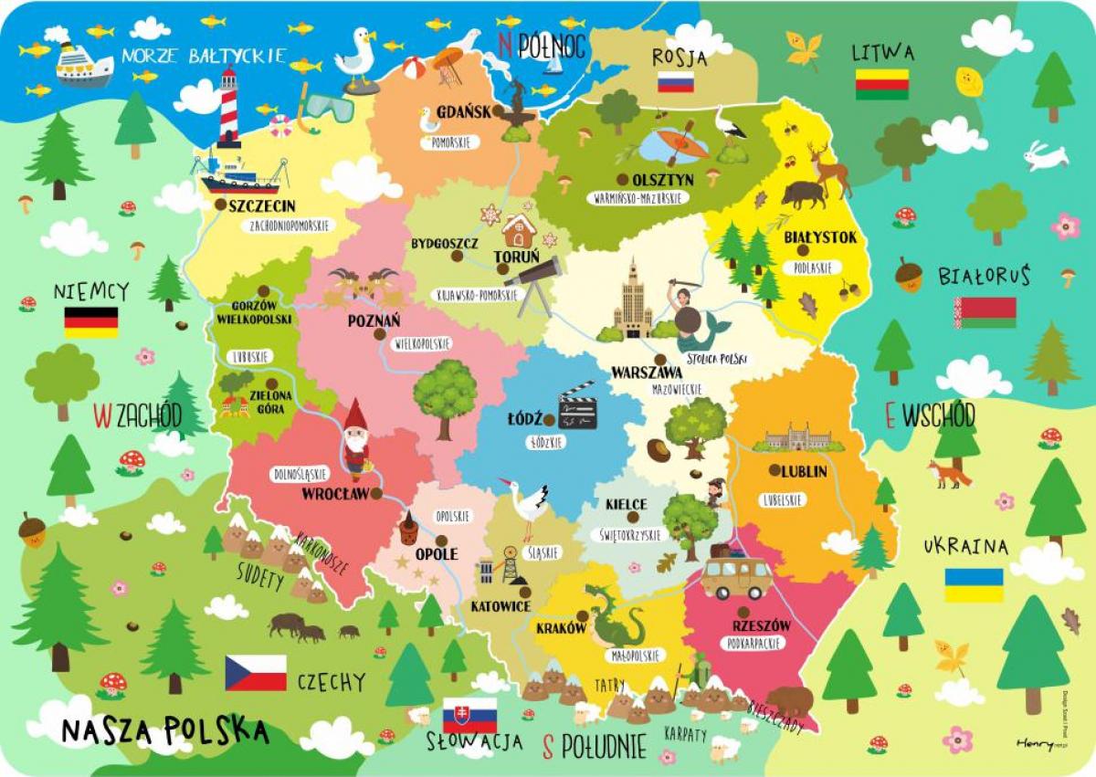 Carte des attractions touristiques en Pologne