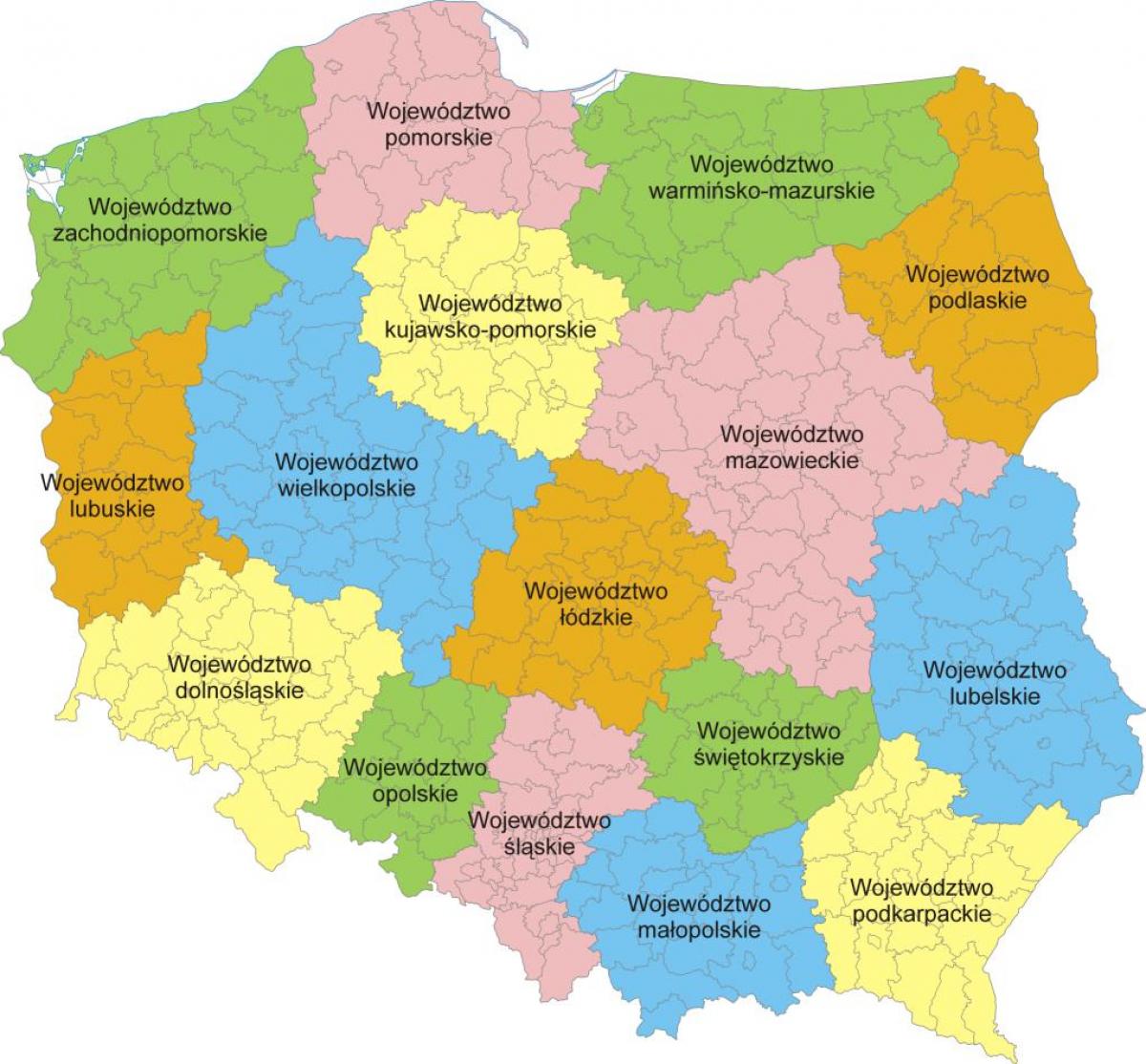 Carte des régions de Pologne