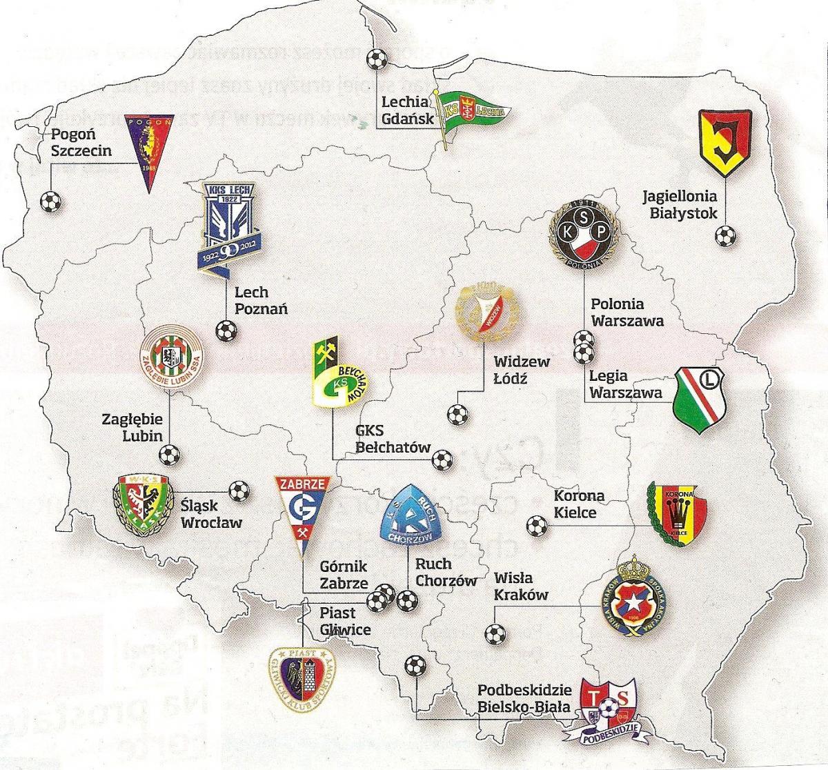 carte des stades de Pologne