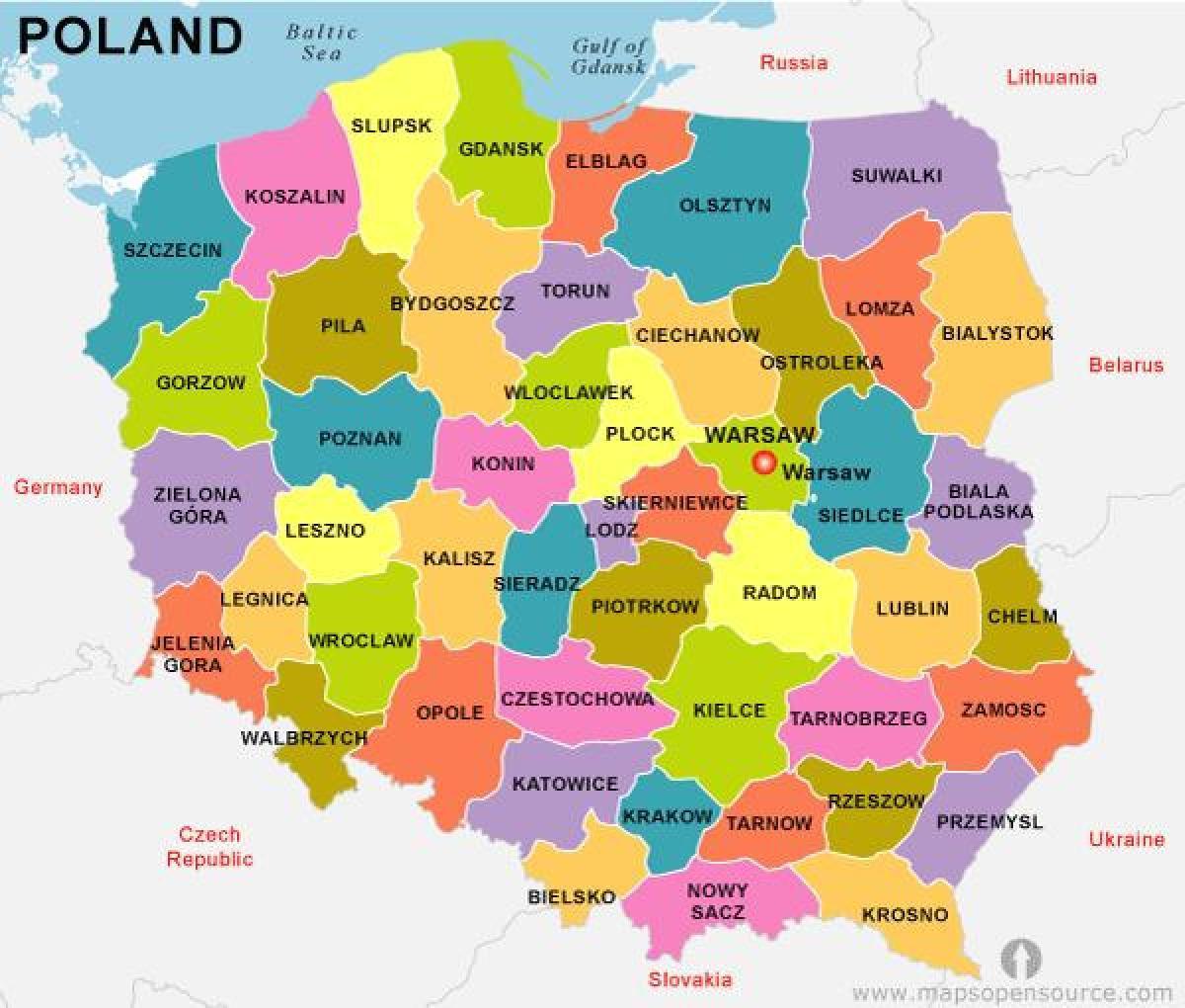 Carte de l'état de la Pologne